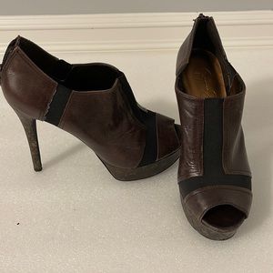 Jessica Simpson open toe leather booties heels